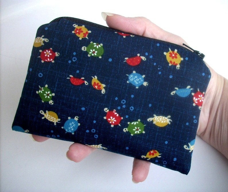 Zipper pouch Sea Turtles Japanese Import Little Zipper Pouch  Coin Purse Gadget Case ECO Friendly Padded