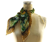 50s Silk Floral Scarf / Abstract Floral Print / Large Square