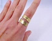 Bypass Ring - Hammered Brass Ring, Can be Personalized for you.
