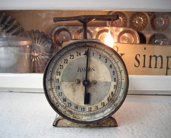 Vintage Kitchen Utility Scale Grungy Rusty Chippy Shabby Primitive Farmhouse Chic