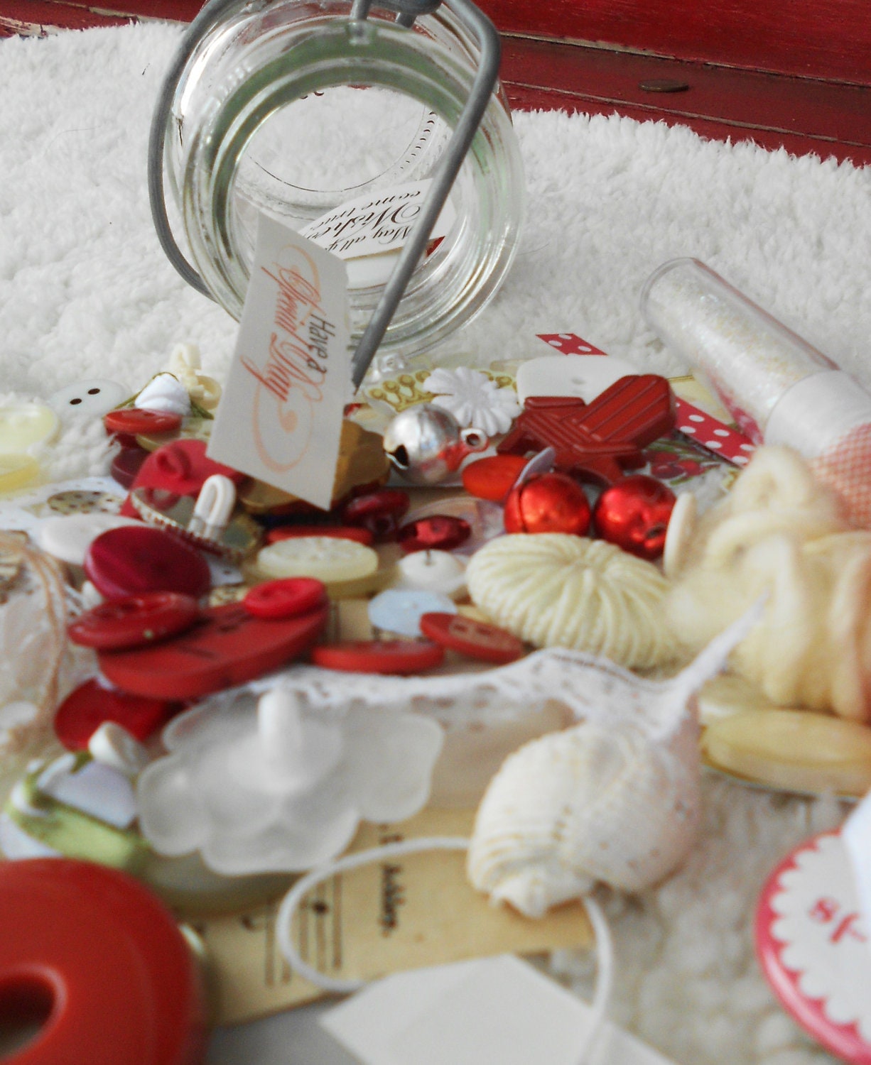 Red and White Whimsy Jar