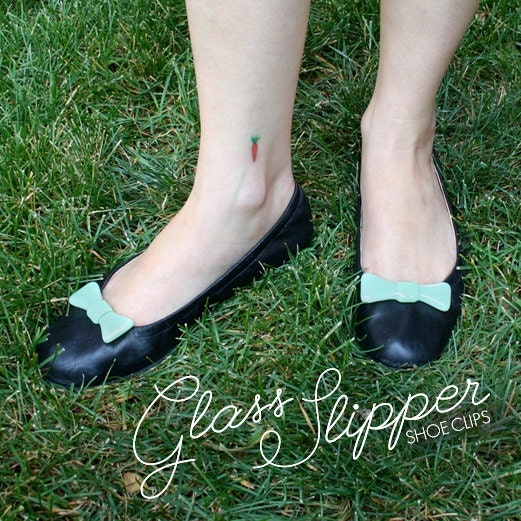 Glass Slipper Shoe Clips, Mint Green