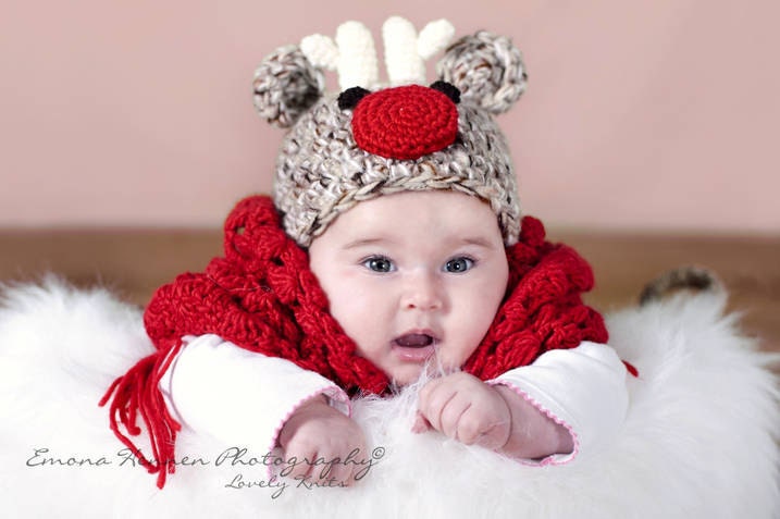NEW 6-12 Month Santa's Reindeer Hat Baby Photography Prop