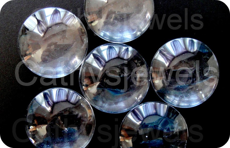 50 Crystal Clear SMOOTH 25mm Glass Cabochons