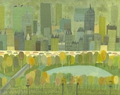 Central Park at Fifth Avenue.  Limited edition 24"x36" print by Matte Stephens.