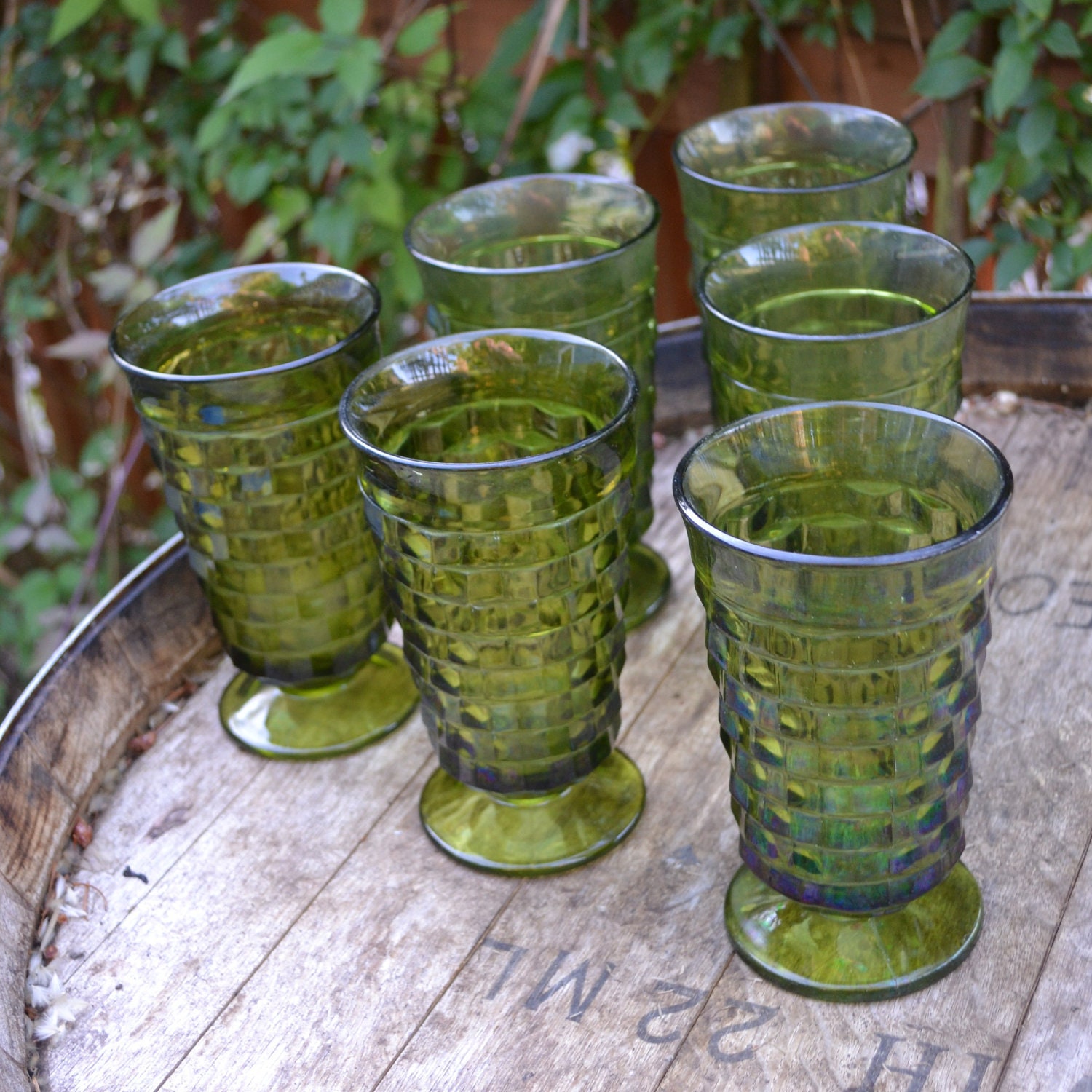 Large Whiethall Green Drinking Glasses Set Of By Silkcreekgallery