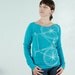 SALE- Large - Fixie Bike - women's fleece sweatshirt, white on teal