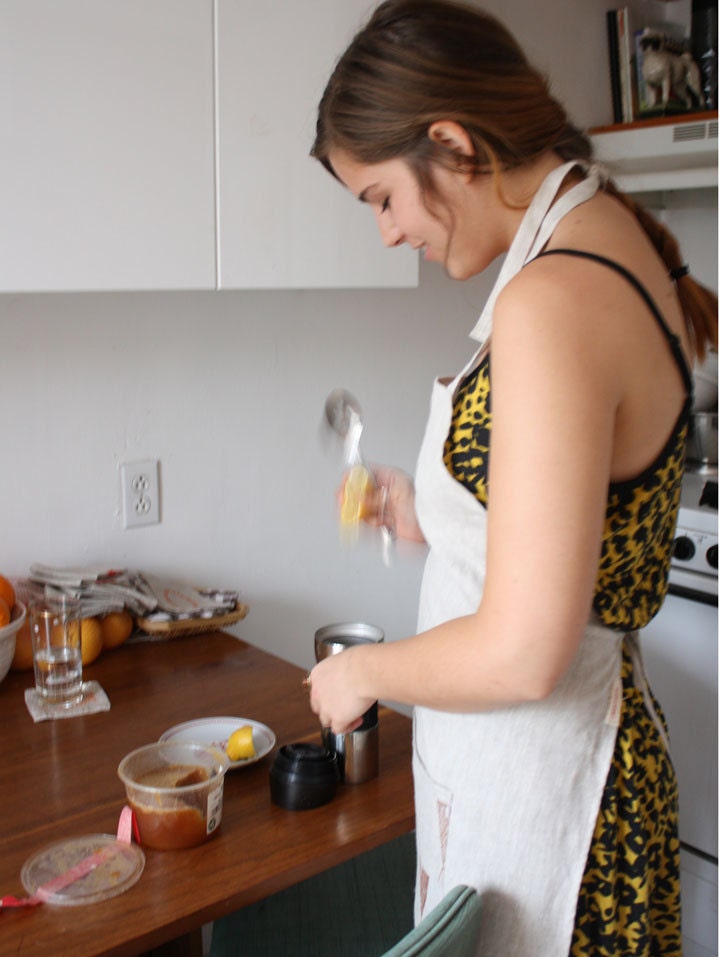 linen apron with pocket
