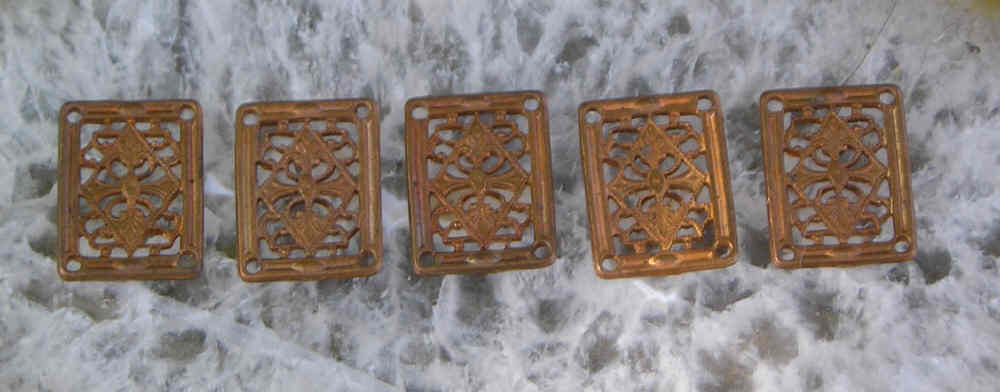 FIVE superb vintage 1930s French Art Deco brass bracelet plaques..