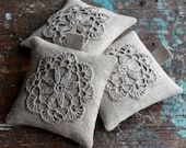 Lavender sachets -- crochet motif -- set of 3