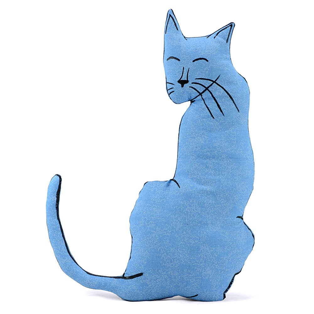 blue cat shaped medium pillow