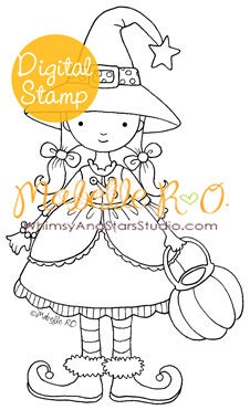 Instant Download Digital Stamp: Halloween Girl