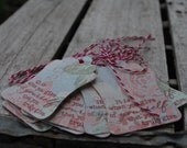 Truly Give .....set of 15 tags....blue/pink/red floral print scallop tag