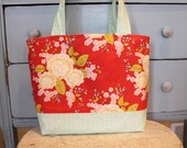 Diaper Bag by PETUNIAS Reversible Large Flower  - tote bag purse market tote laptop gym sack gift baby shower nappy everyday ready to ship