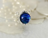 Filigree Ring with Dichroic Fused Glass Stone R007