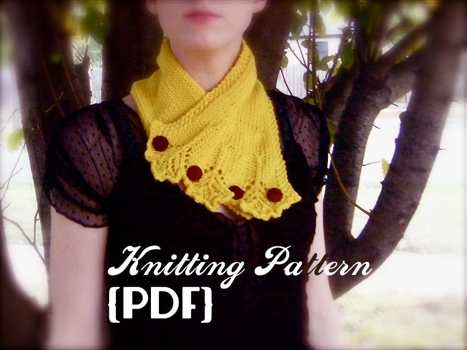 Autumn Ginkgo Scarflette: Knitting Pattern -- neck warmer / scarf PDF document / instant digital download