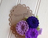 Wool Felt Flower Hair Clip - Purple Trio
