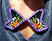 Real Butterfly Wing Necklace Butterfly Jewelry ENTIRE SUNSET MOTH