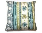 Two Aqua Turquoise Olive Cream Brown Blue Pillow Covers Modern Big Stripe Design Toss Throw Accent Covers 16 inch