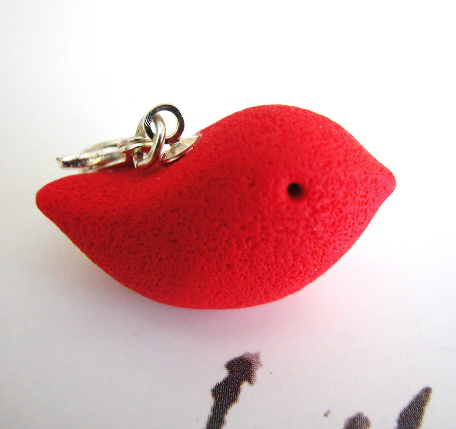 Red Primitive Bird Charm Zipper Pull