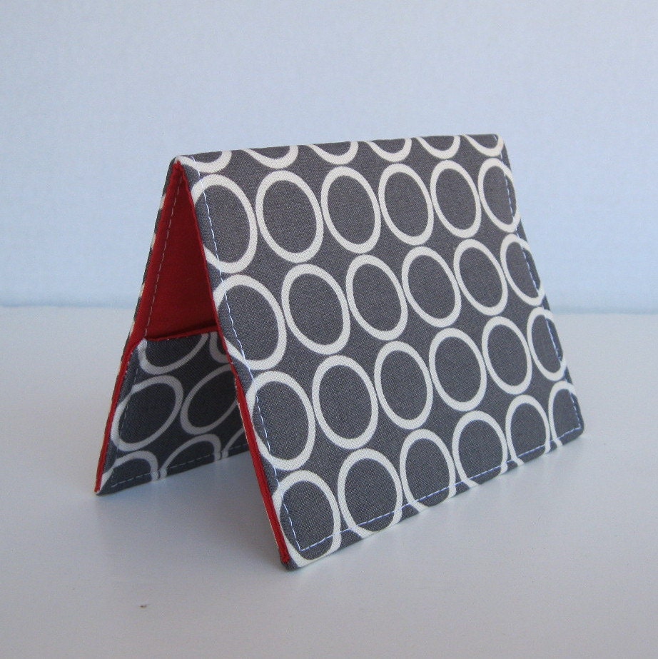 Passport Cover  Case - Travel - White Circles on Pewter Gray
