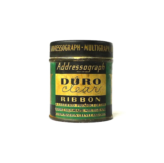 Small Advertising Tin Addressograph Duro Clear Ribbon