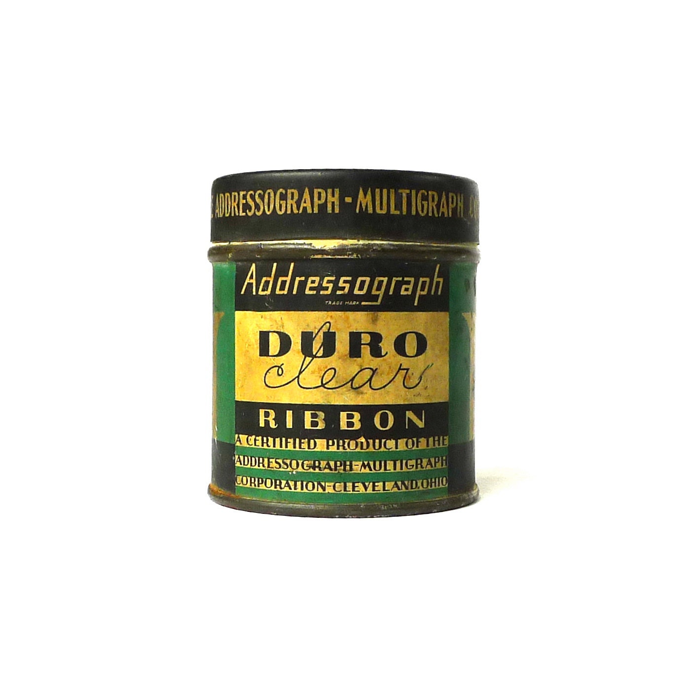 Small Advertising Tin Addressograph Duro Clear Ribbon