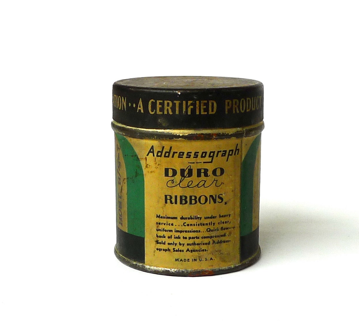 Small Advertising Tin Addressograph Duro Clear Ribbon
