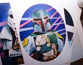 LARGE Print 11x17 Boba Fett with Fuzzy Bunny