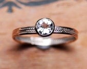 Morganite ring in recycled 14k rose gold - solitaire - alternative engagement ring - wheat braid - pink - ready to ship size 7.5