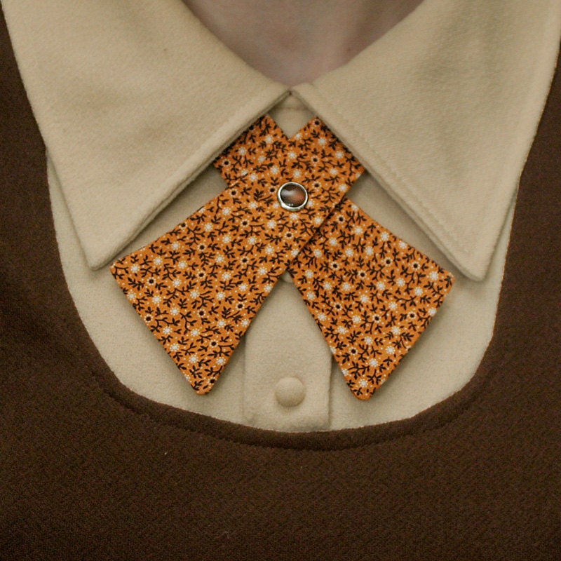Womens Neck Tie - Marigold & Brown Floral