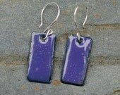 Small Enamel Earrings Copper Dog Tag - Grape