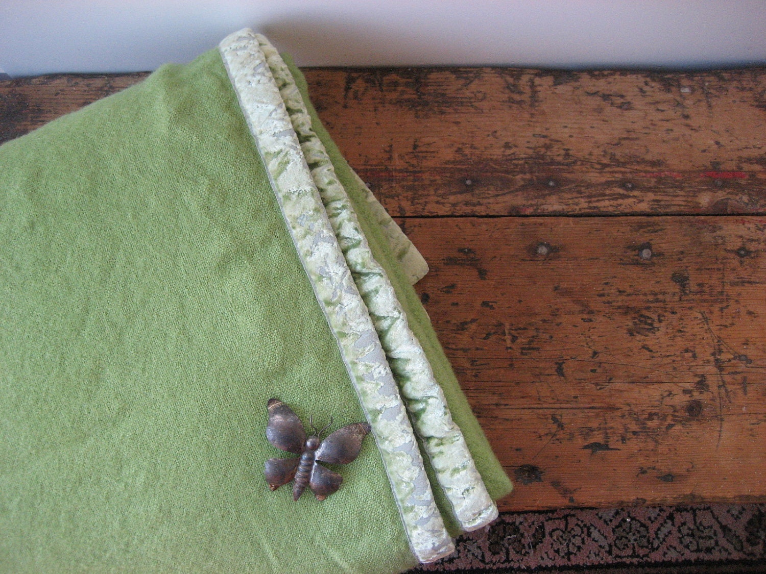 Vintage Spring Green Wool Blanket Belgium Bruges