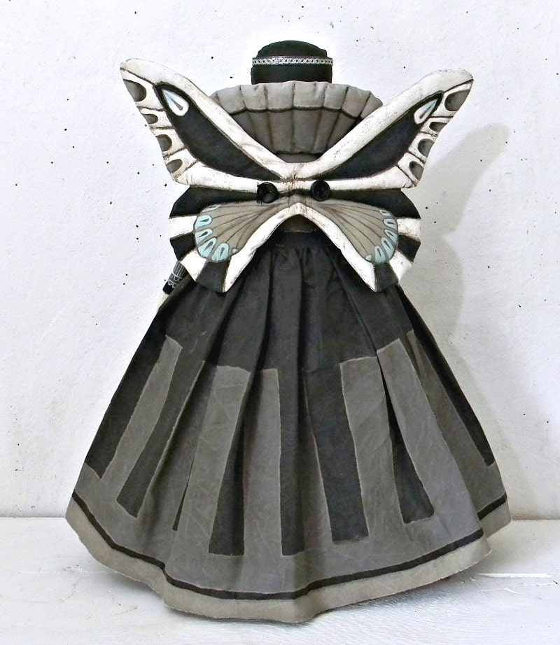 Fairy Queen Original Hand Painted Cloth Folk Art Butterfly Moth Doll OOAK One of a Kind