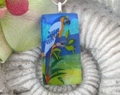 Dichroic Glass Pendant -McCaw Parrot - Exotic Bird - Dichroic Fused Glass Jewelry - Fused Glass - Necklace Dichroic Jewelry - 112412p121