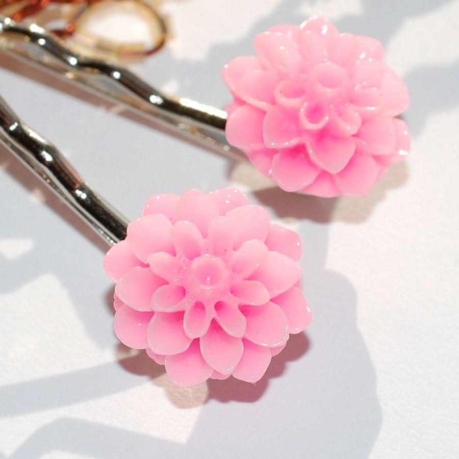 Pink Flower Bobby Pins Womens Hair Accessory, Sale