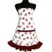 Hearts and Roses , Retro Kitchen Apron , Hostess Style Ruffle and Pocket