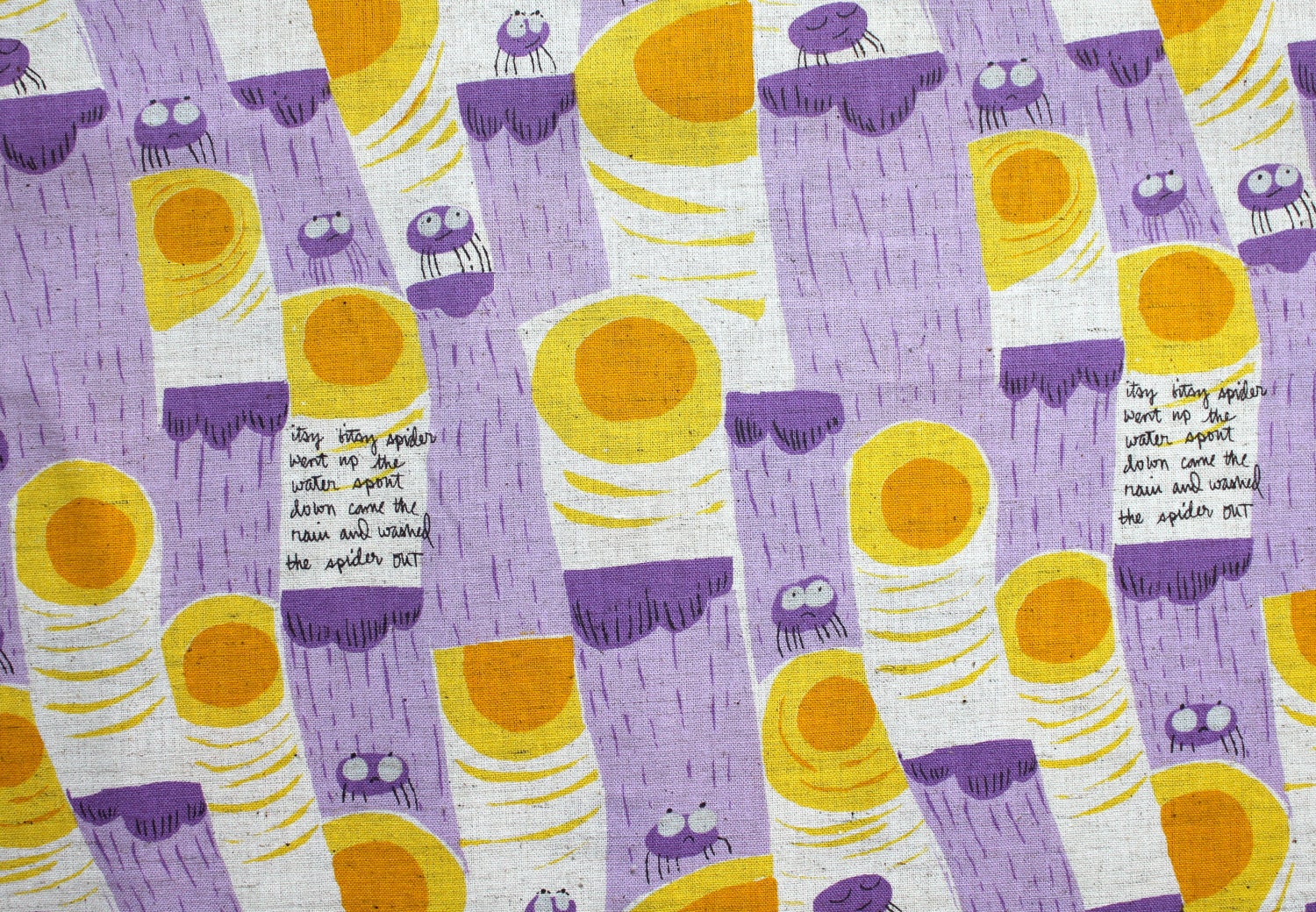 Japanese Fabric Heather Ross for Kokka Nursery Versery Fat Quarter - Itsy Bitsy Spider - plum
