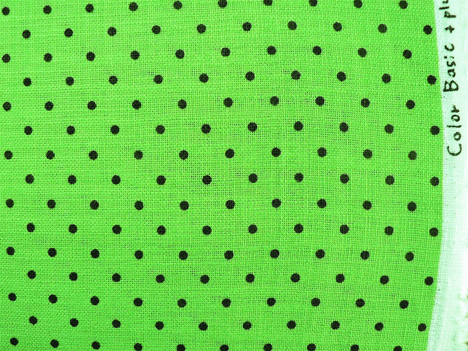 Lecien Japanese Fabric Fat Quarter Color Basic Plus Dots Small - chocolate brown on bright green
