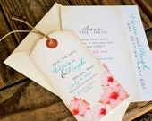 Hibiscus Save the Dates, Tropical Luggage Tag Magnets for your Wedding  - Design Fee