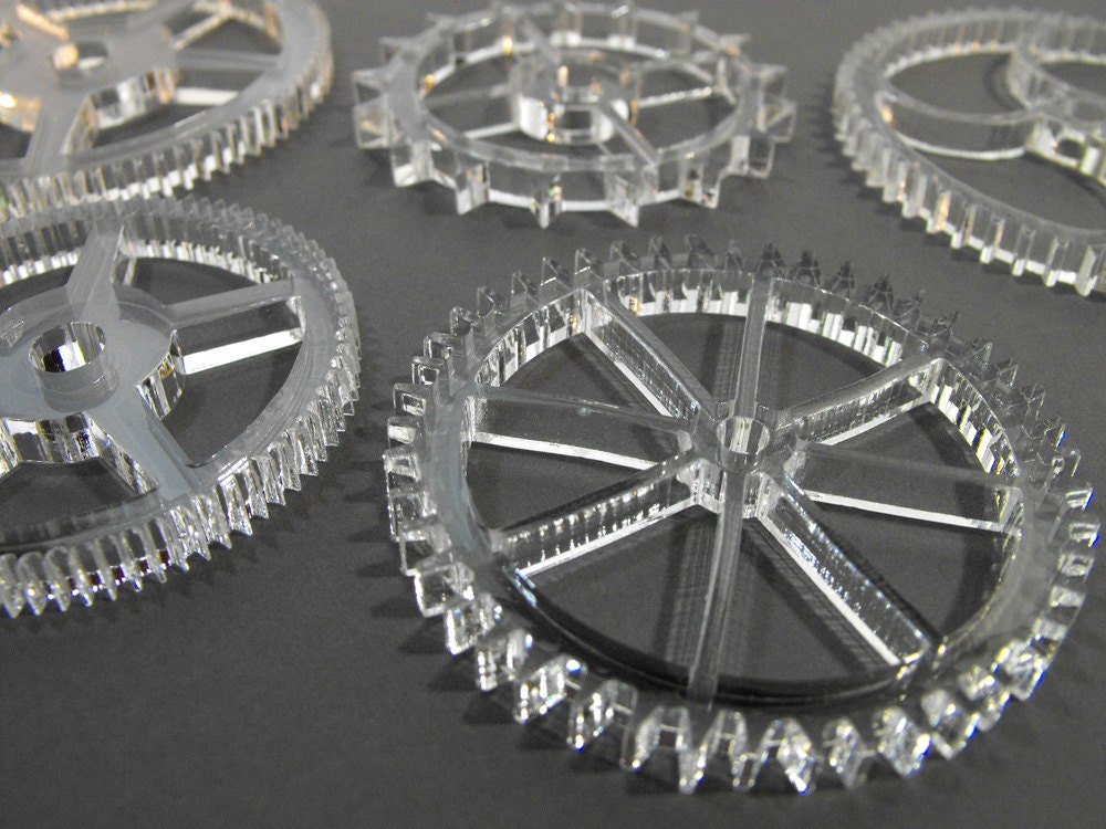 Collection of 5 Clear Plastic Gears by porkchopshow on Etsy
