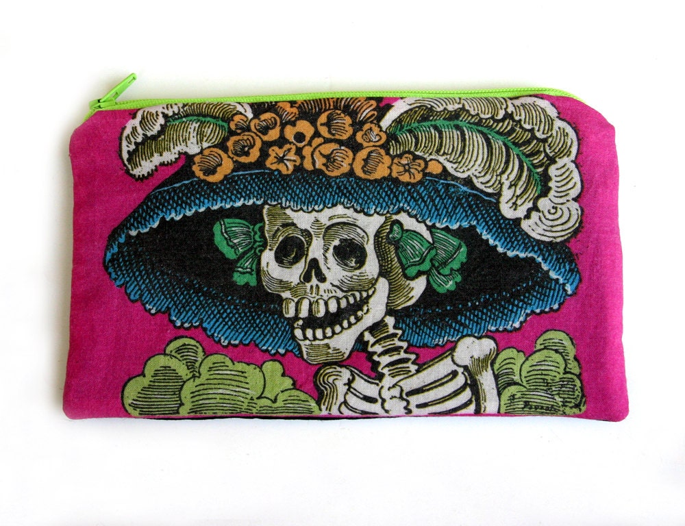 LA CATRINA Makeup Bag -  Day of the Dead - Jose Posada - School Supply Pouch