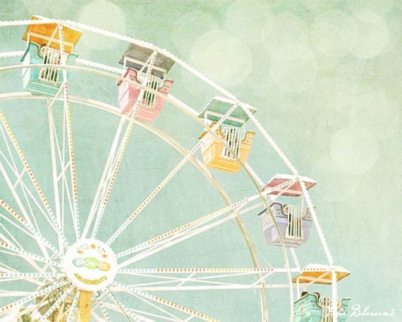 shabby chic baby,nursery decor, nursery wall art, carnival photo,pastel colors,baby girl room,kids art,ferris wheel