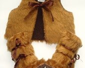 Baby Photo Prop - Beige Fur Baby Set Vest Fur Waistcoat and Fur Baby Boots Winter Mukluks Baby Clothes