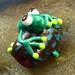 Handmade Lampwork Glass Focal Bead, Reptile, Animal -Green Lizard- by Jason Powers SRA