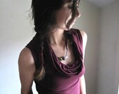 Plum Berry Cowl Blouse / Tank - Custom Made Womens Top