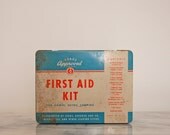 vintage metal first aid tin Sears approved