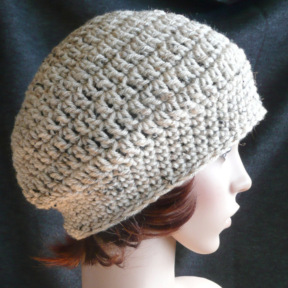 Slouchy Beanie in Oatmeal - Beige Tweed