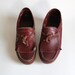 shoes 6 maroon leather platform wedge loafers. 70s Dexter kiltie fringe moccasins.