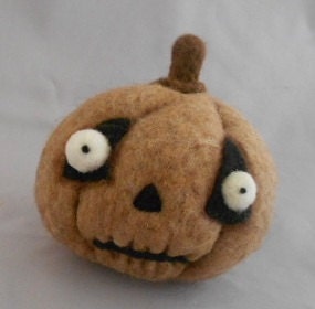 Jack O Lantern needle felted art doll